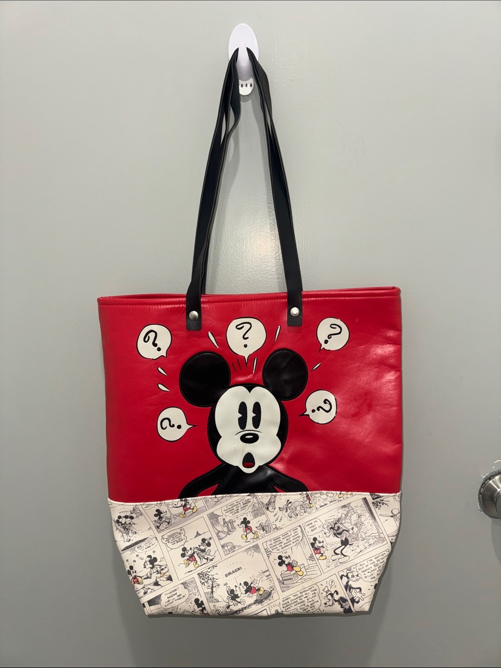 Disney Hallmark marketing Red Mickey Comic Tote Bag with Black Handles
